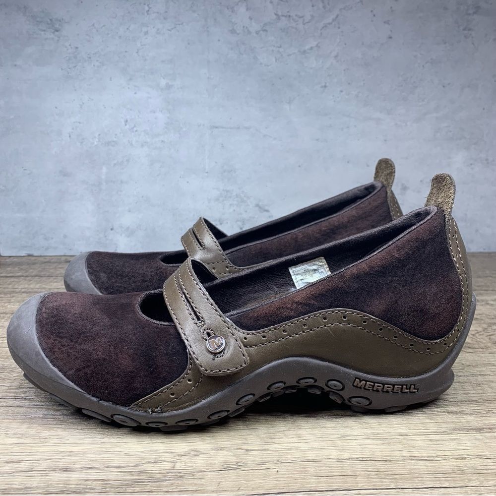 Merrell~Women's~Plaza‎ Bandeau Brown Leather/Suede Mary Jane Shoes~Size 9.5